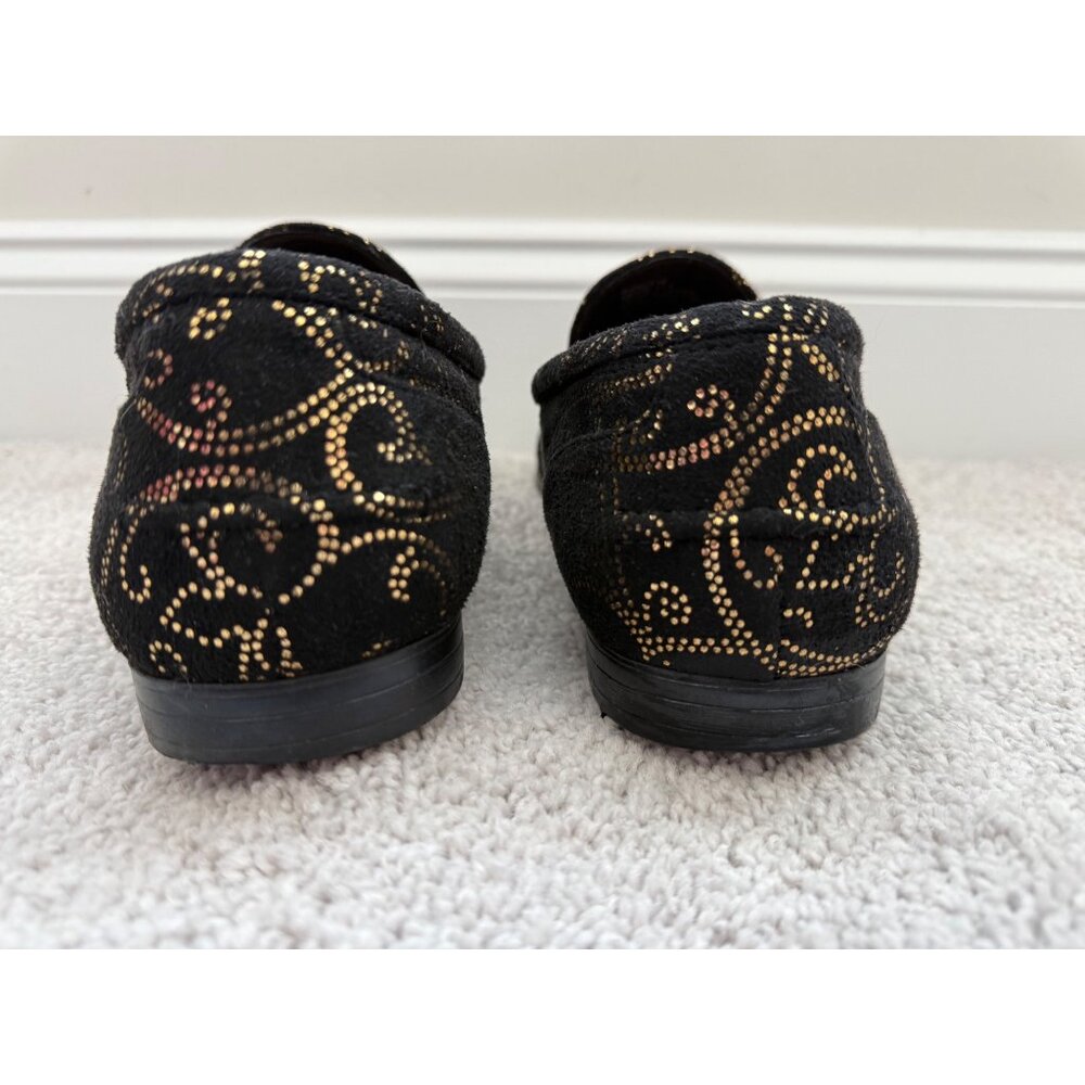 Steve Madden Shoes Mens Size 11.5 Black & Gold Scroll Slip-On Loafers - Picture 8 of 9